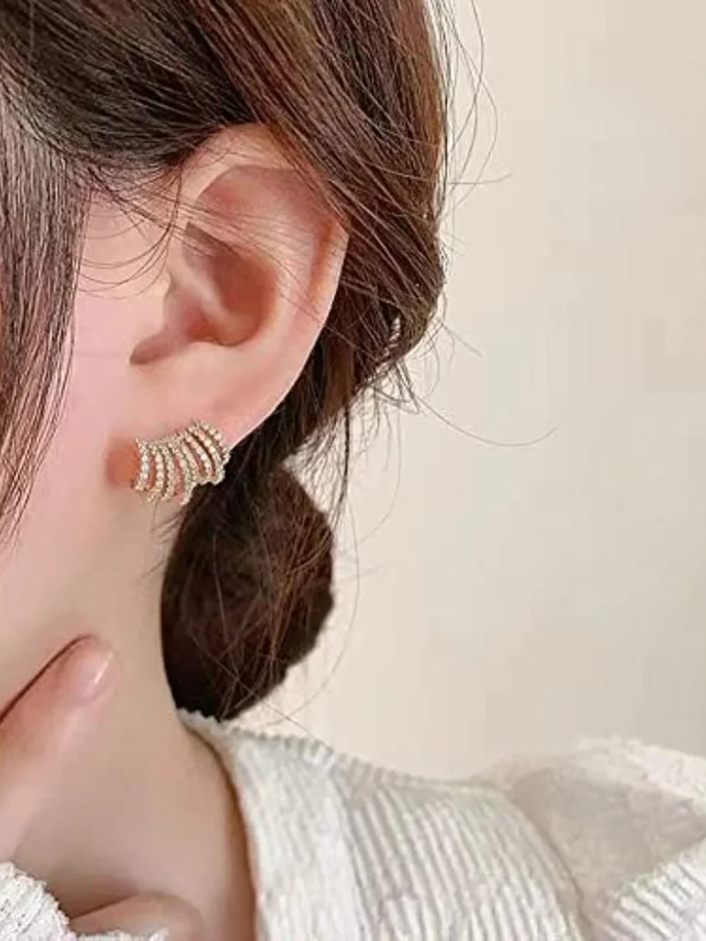 Claw Cuff‎ Stud Earrings for Women, Zircon Needle Earrings for Women